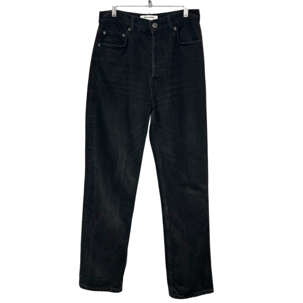 Reformation Black Seattle High Rise Button Fly Straight Leg Denim Jeans Women 26 - Picture 2 of 11